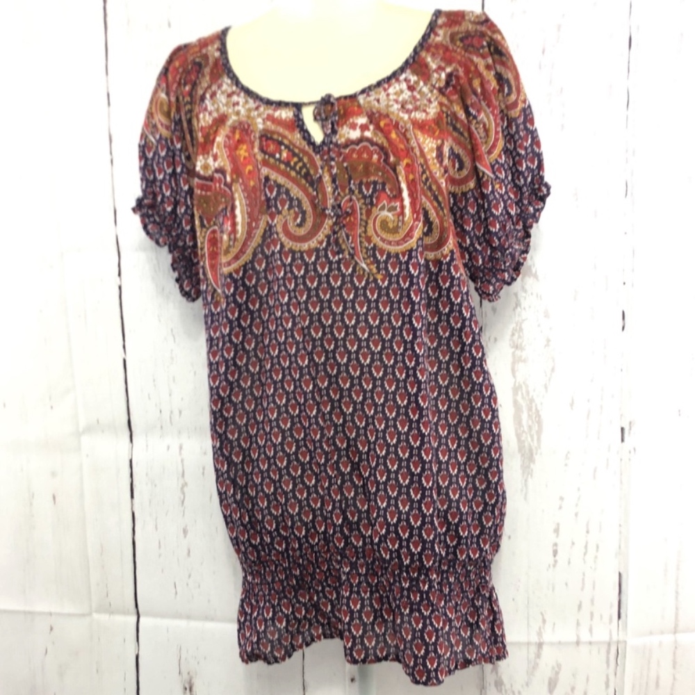 NINE WEST JEANS SHORT SLEEVE BLOUSE  L